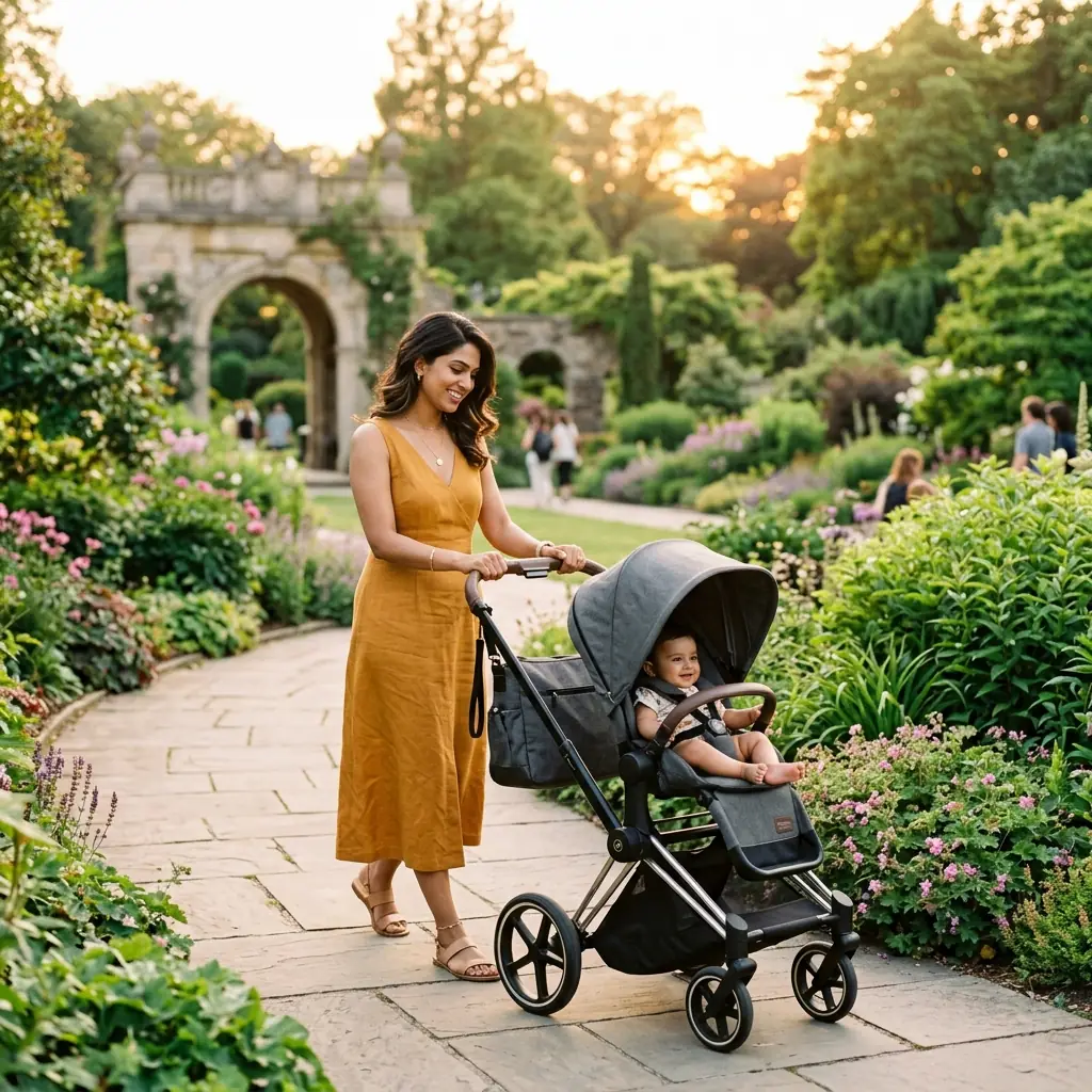 Traveling family using rented baby gear